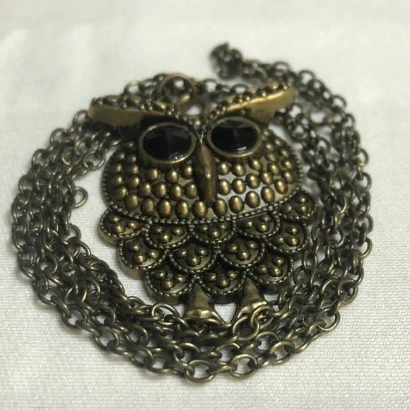 Owl Pendant on Antiqued Gold / Bronze Chain - Picture 1 of 5